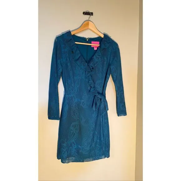 Lilly Pulitzer Size M Tiki Wrap Ruffle Romper Teal Lace Overlay Dressy  Cocktail is available for purchase on au PAY Market - Imported Goods Online  Store Co.Ltd. | au PAY Market -